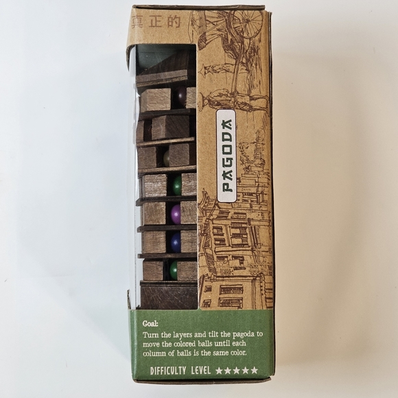 True Genius Pagoda Wooden Brainteaser Puzzle, NWT - Picture 4 of 7